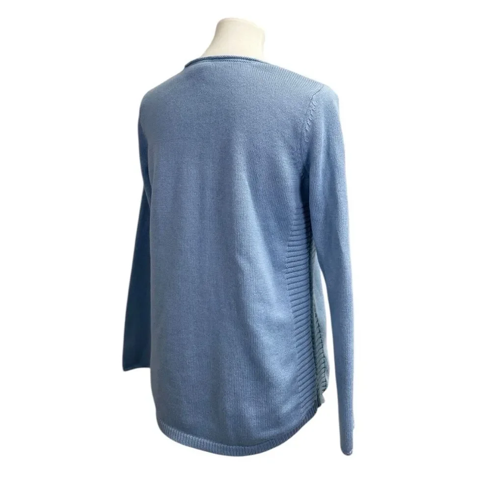 J. Jill Light Blue Crewneck Knit Sweater, size XS. Pullover cotton wool blend